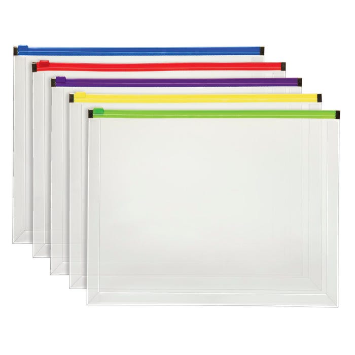Pendaflex Poly Zip Envelope, Letter Size, Assorted Colors, Pack of 5