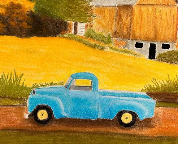 Chalk drawing of truck.
