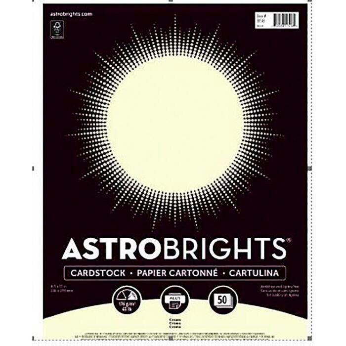 Astrobrights Premium Cardstock, 8-1/2 x 11 Inches, Cream, 50 Sheets
