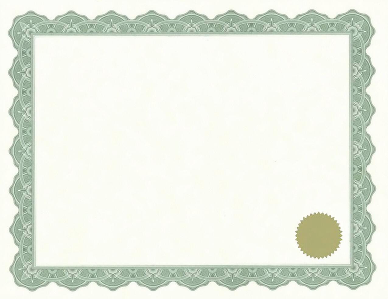 Geographics Printable Certificate with Seals, 11 x 8-1/2 inches, Optima Green, Pack of 25, Item Number 1441616