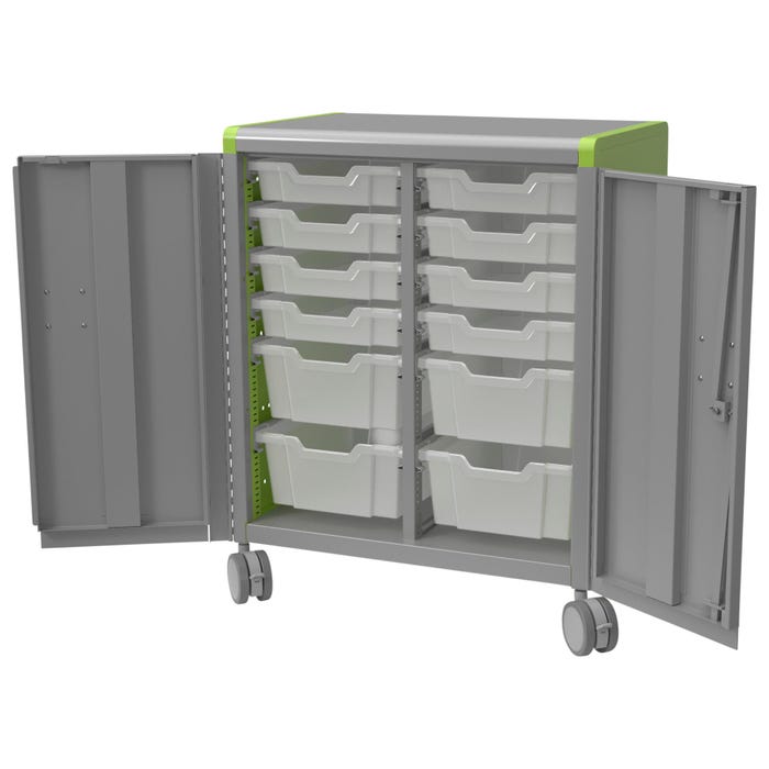 Classroom Select Geode Medium Cabinet, Double Wide with 12 Totes