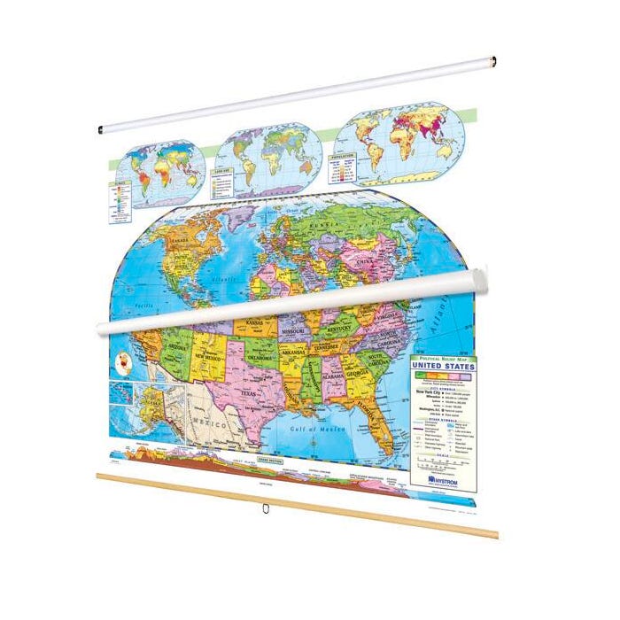 Nystrom Political Relief United States and World Map Set