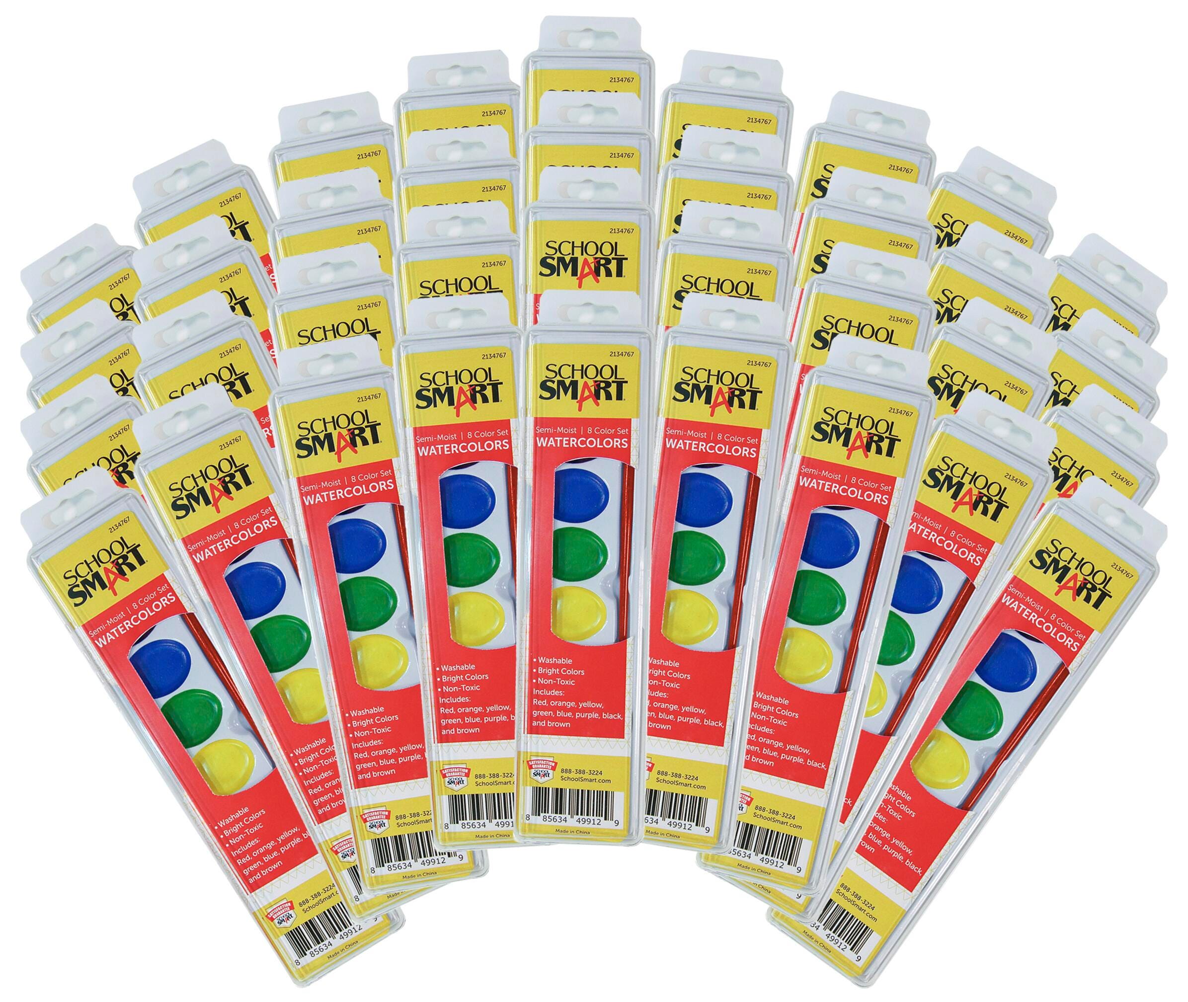 School Smart Watercolor Paint Classroom Pack, Assorted 8 Color Pans, Set of 36 2134766