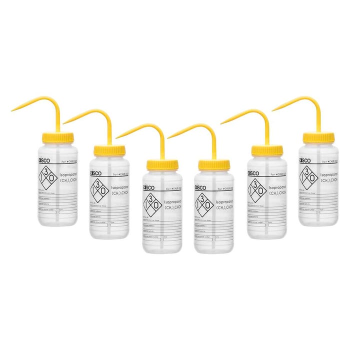 Eisco Labs Isopropanol Wash Bottle, 500 mL, Wide Mouth, LDPE, Pack of 6