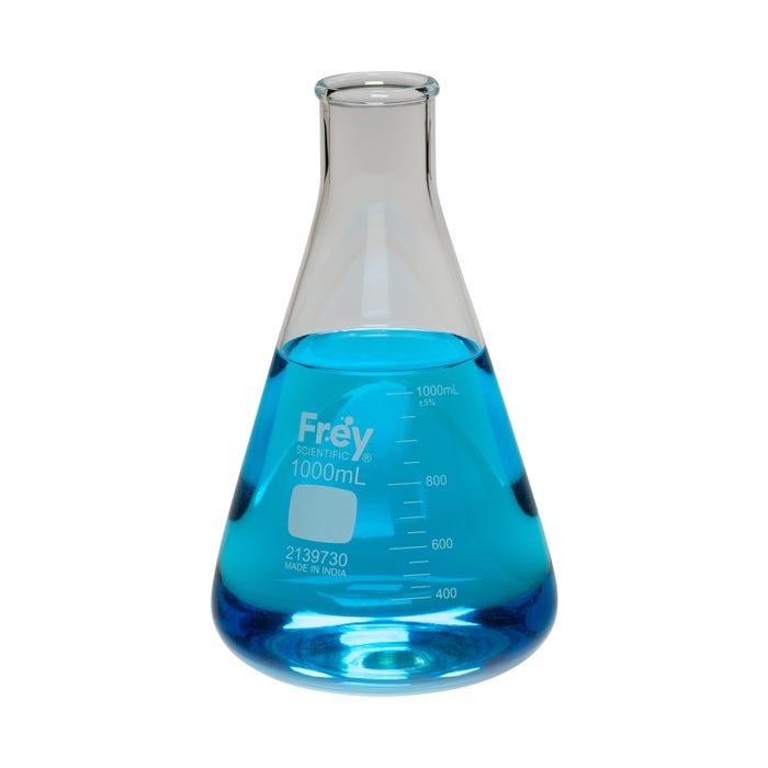 Frey Scientific Narrow Mouth Erlenmeyer Flask, 1000 mL