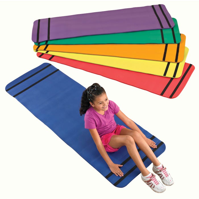 Sportime Curl Up Yoga Mats, 6 x 2 Feet, Assorted Colors, Set of 6