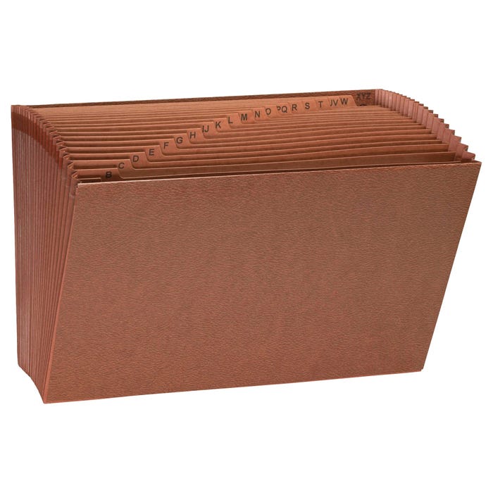 Business Source Expanding File, No Flap, Legal Size, A-Z, 21 Pocket, Brown