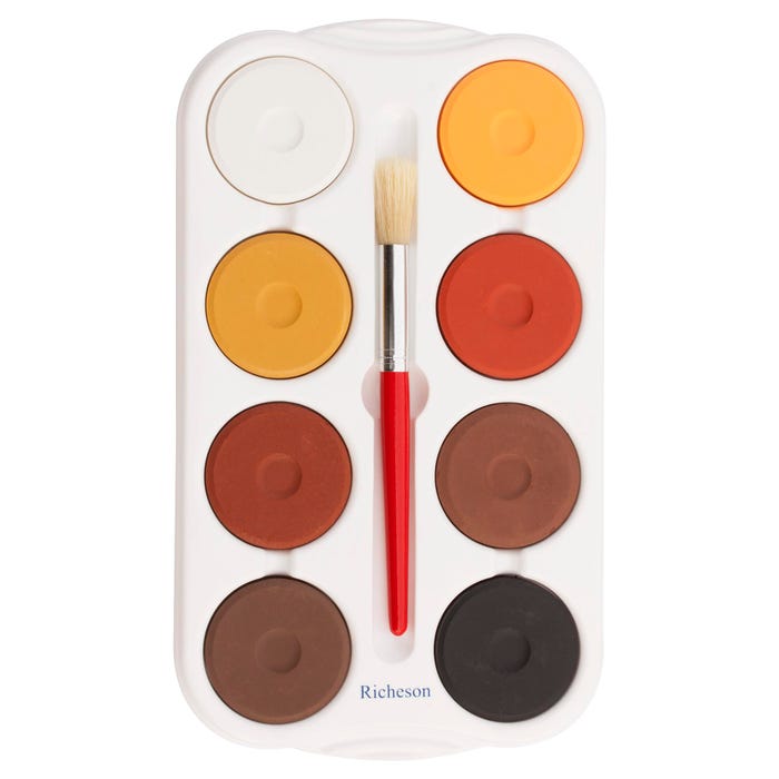 Jack Richeson Tempera Cakes, Large Size, Assorted Multicultural Colors, Set of 8