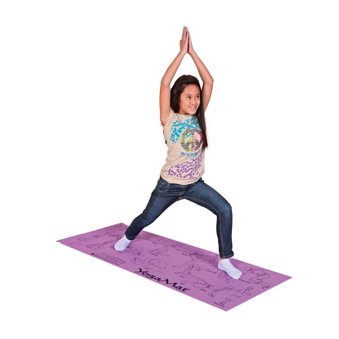 Sportime Youth Yoga Mat with 16 Pose Illustrations, 68x24x1/8 Inches, Each, Purple