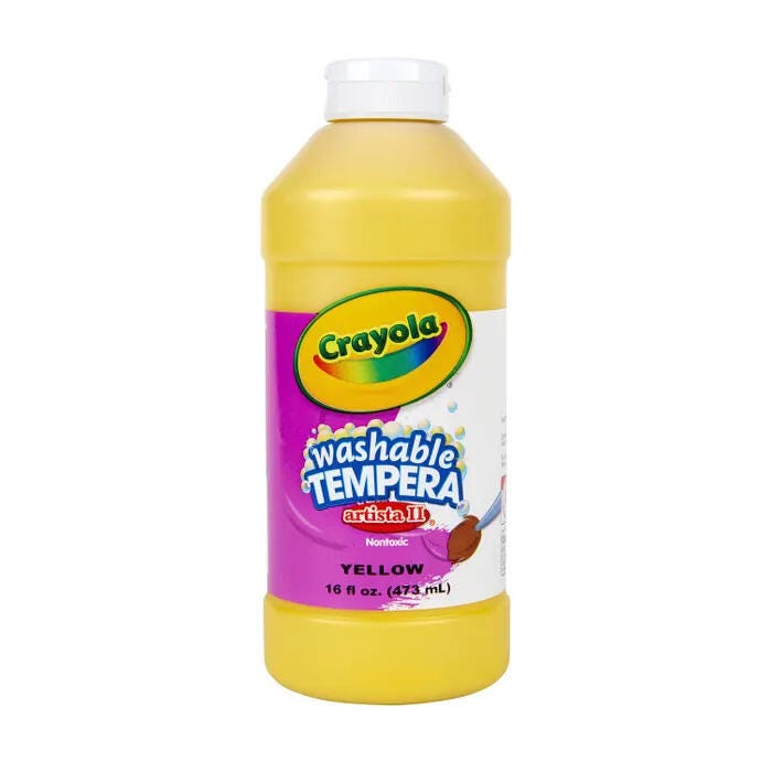 Crayola Artista II Washable Tempera Paint, 1 Pint Bottle, Yellow