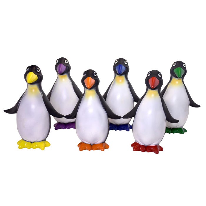 Sportime Rubberlike Penguins, Assorted Colors, Set of 6