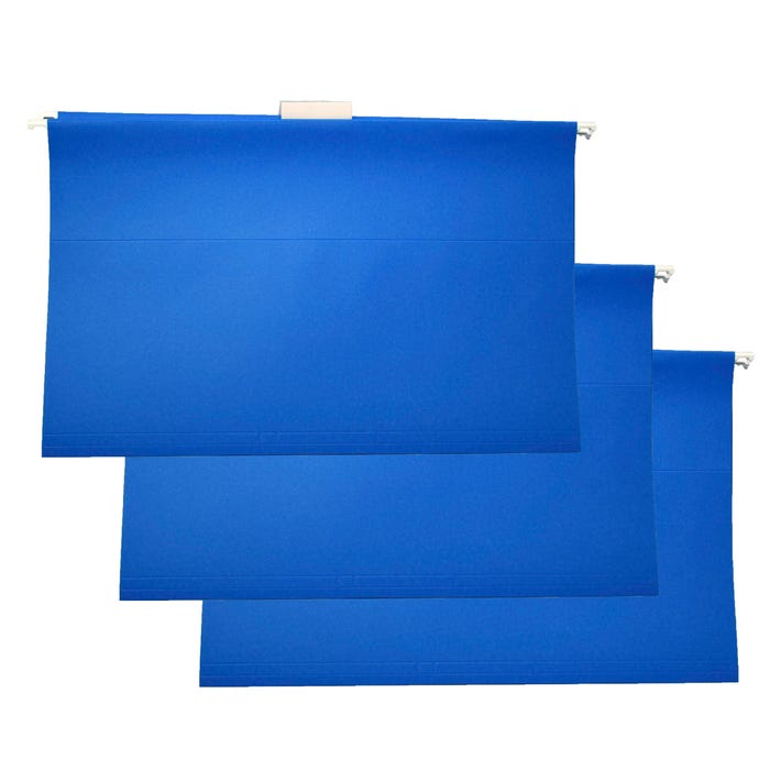 School Smart Hanging File Folders, Legal Size, 1/3 Cut Tabs, Blue, Pack of 25