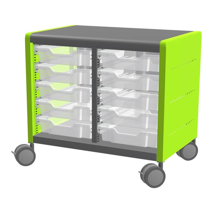 Classroom Select Geode Short Cabinet, Double Wide with 10 Tote Trays
