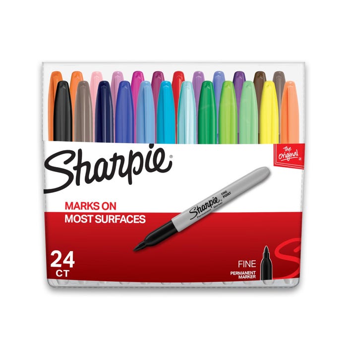 Sharpie Fine Permanent Markers, Fine Tip, Assorted Colors, Set of 24
