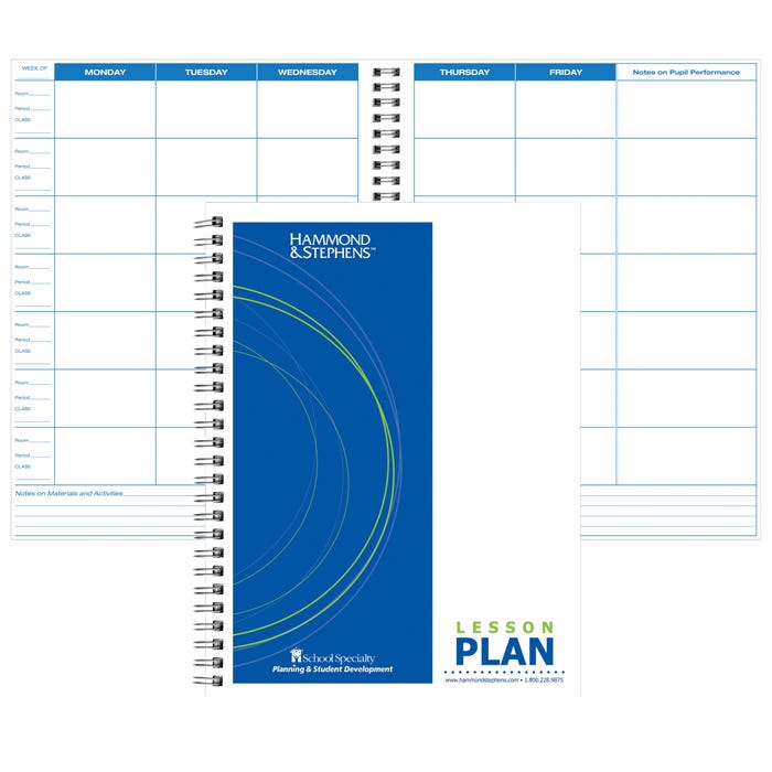Hammond & Stephens Lesson Plan Book - PolyIce Cover, 8-1/2 X 11 Inches, 7 Subjects, 41 Week, White/Blue