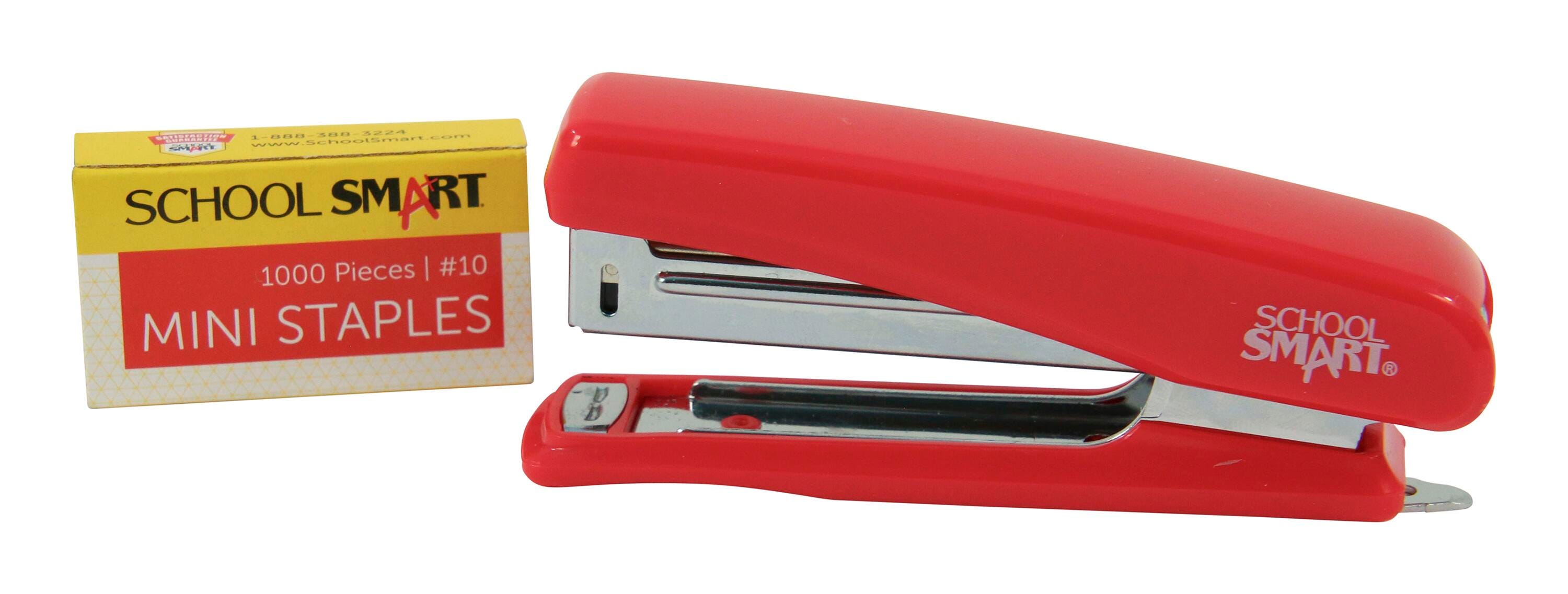 School Smart Mini Stapler Set with 1000 Staples, 20 Sheet Capacity, Red 2133002