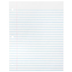School Smart Sulphite 3-Hole Punched Theme Pad, 8-1/2 x 11 Inches, White, 100 Sheets 085268