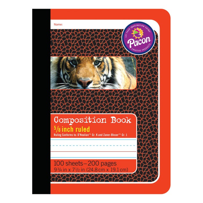 Pacon Composition Book, 9-3/4 x 7-1/2 Inches, Red, 100 Sheets