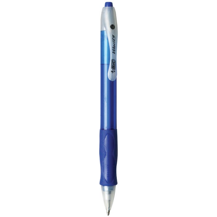 BIC Velocity Retractable Ballpoint Pens, 1.0mm, Medium Point, Blue, Pack of 12
