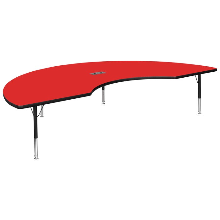 Classroom Select Activity Table with Power, Adjustable Height, Kidney, 48 x 72 Inches