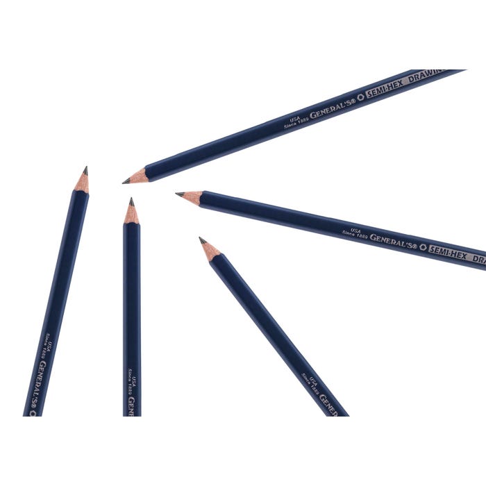 General's Semi-Hex Drawing Pencils, 3B Hardness, Pack of 12