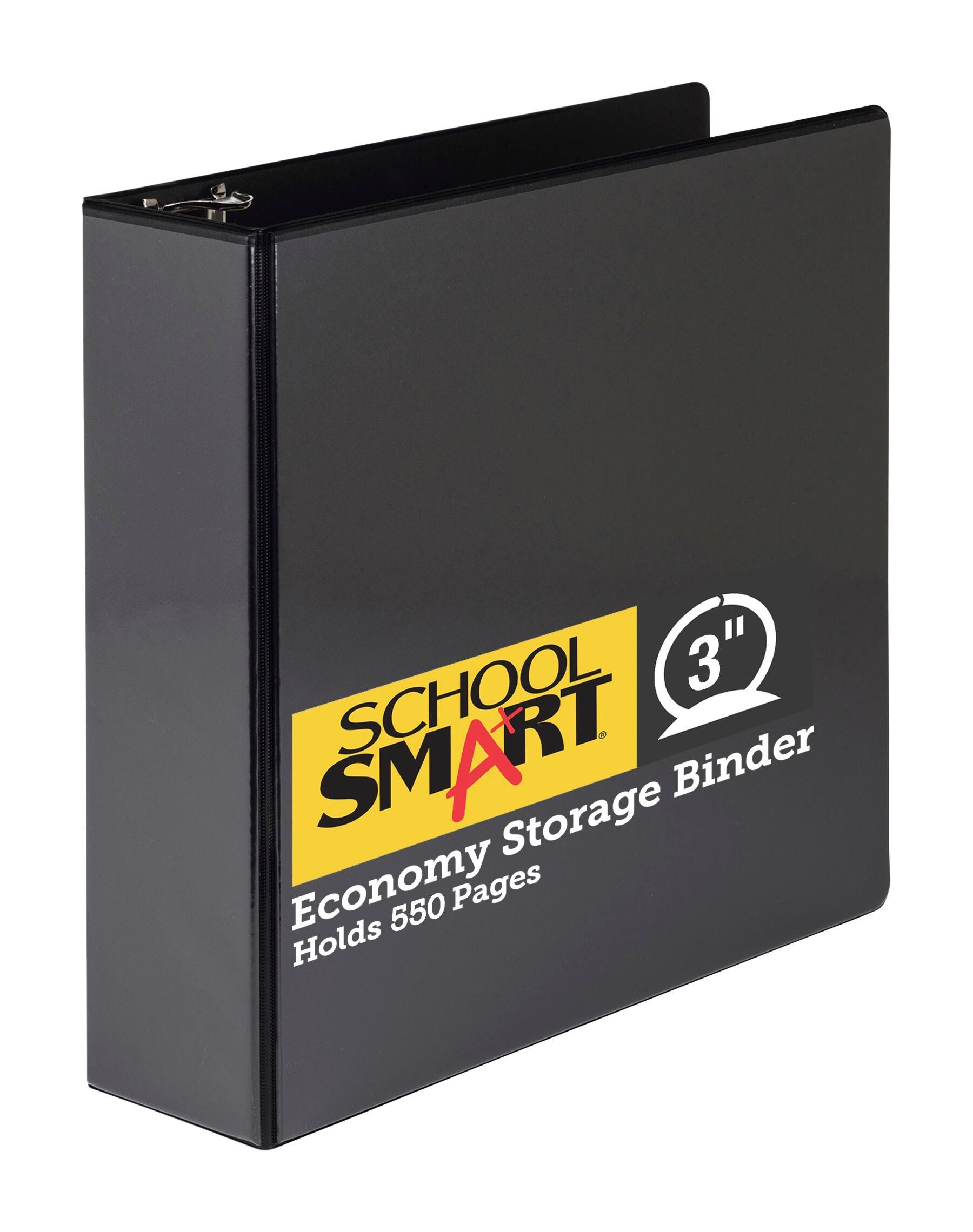 School Smart Round Ring Binder, Polypropylene, 3 Inches, Black 086378