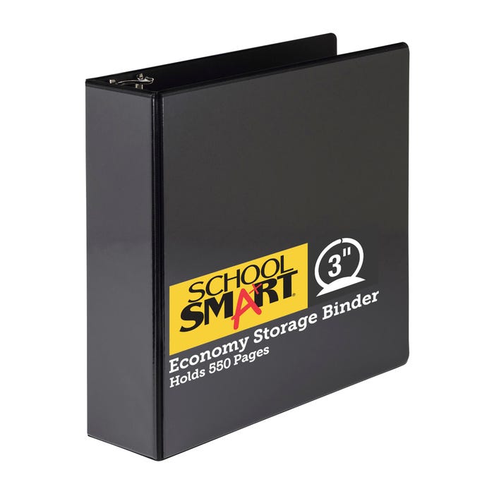 School Smart Round Ring Binder, Polypropylene, 3 Inches, Black