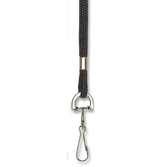 SICURIX Standard Cord Lanyard with Steel Bulldog Clip, 36 Inch Cord, Black, Pack of 24