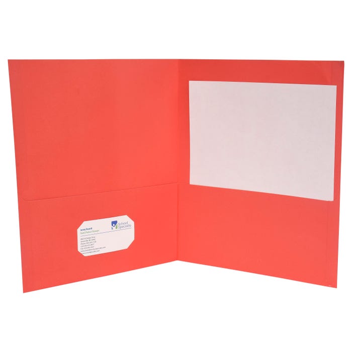 School Smart Extra-Large Folders with Pockets, 9 x 12 Inches, Red, Pack of 25
