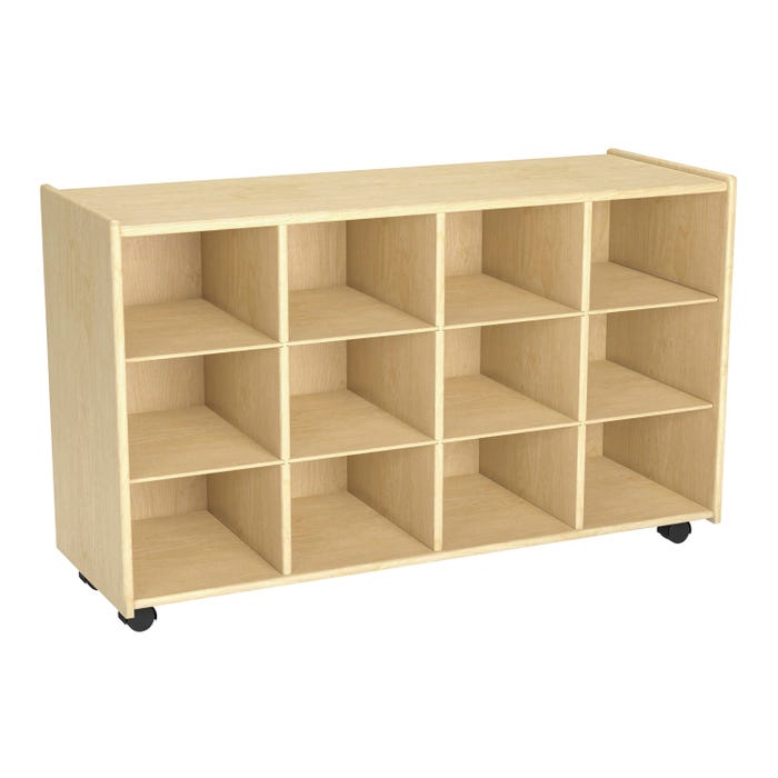 Childcraft Mobile Cubby Unit With Locking Casters, 12-Bin Capacity, 38-5/16 x 14-1/4 x 24 Inches