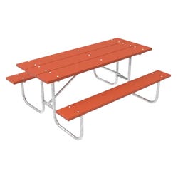 Ultra Site Rectangle Heavy Duty Outdoor Picnic Table, 95 x 60 x 30 Inches, Redwood Stain Wood 471232