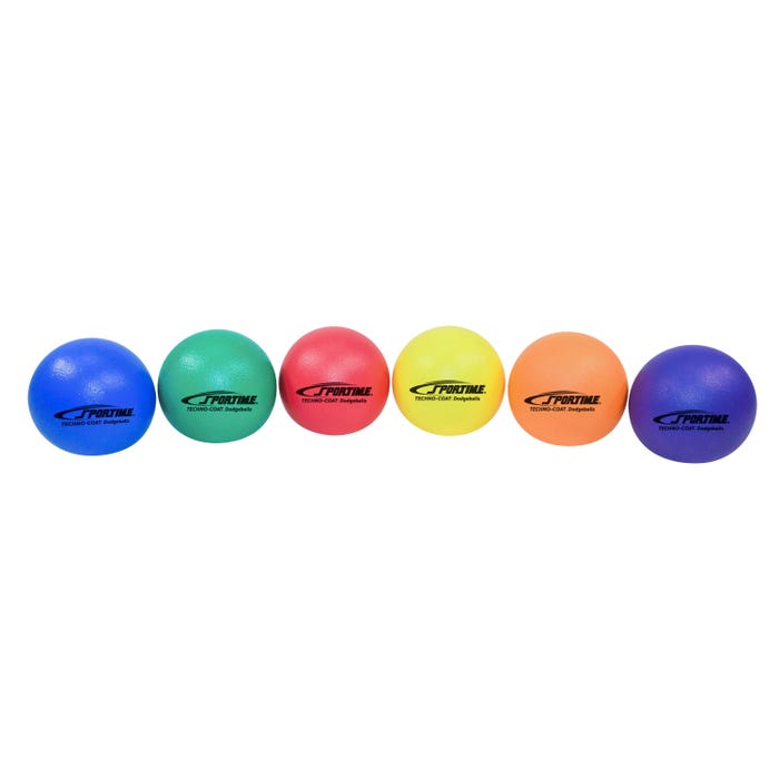 Sportime Techno-Coat Foam Low Bounce Dodgeballs, 6-1/4 Inches, Assorted Colors, Set of 6