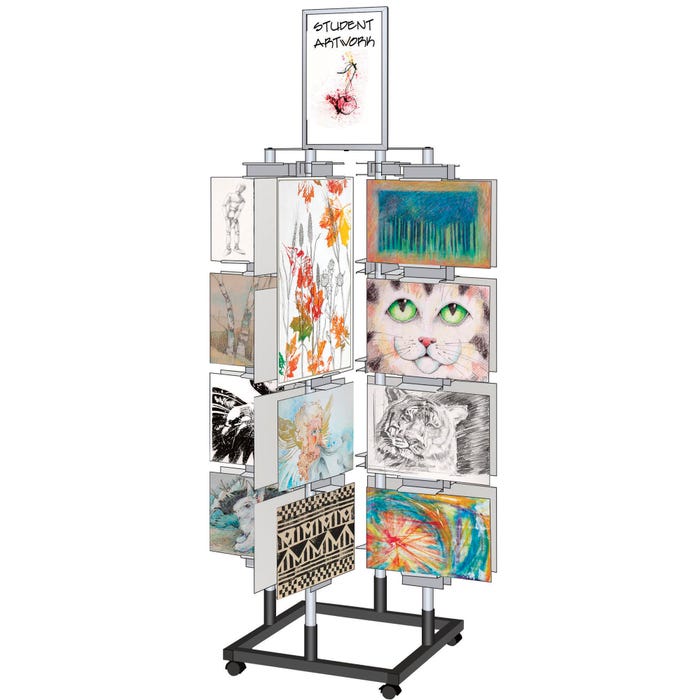 Testrite Adjustable Portable Deluxe Art Display Tree, Steel, Silver/Black