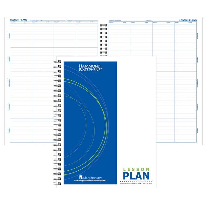 Hammond & Stephens 0456-8 P Wire-O Bound Lesson Plan Book, PolyIce Cover, 9-1/4 x 12-1/4 Inches, 8 Subjects, Green/ Blue