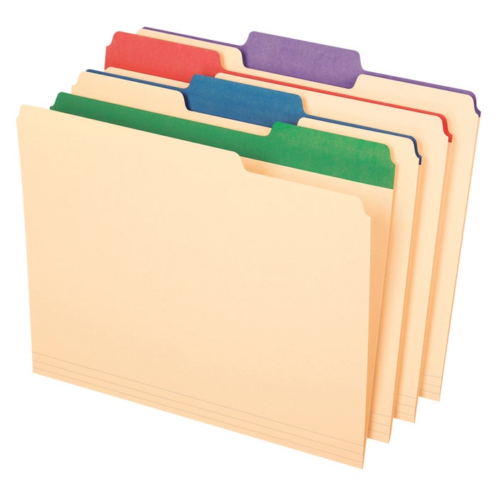 Pendaflex Color Tab File Folder, Letter Size, 1/3 Cut Tabs, Manila, Pack of 50