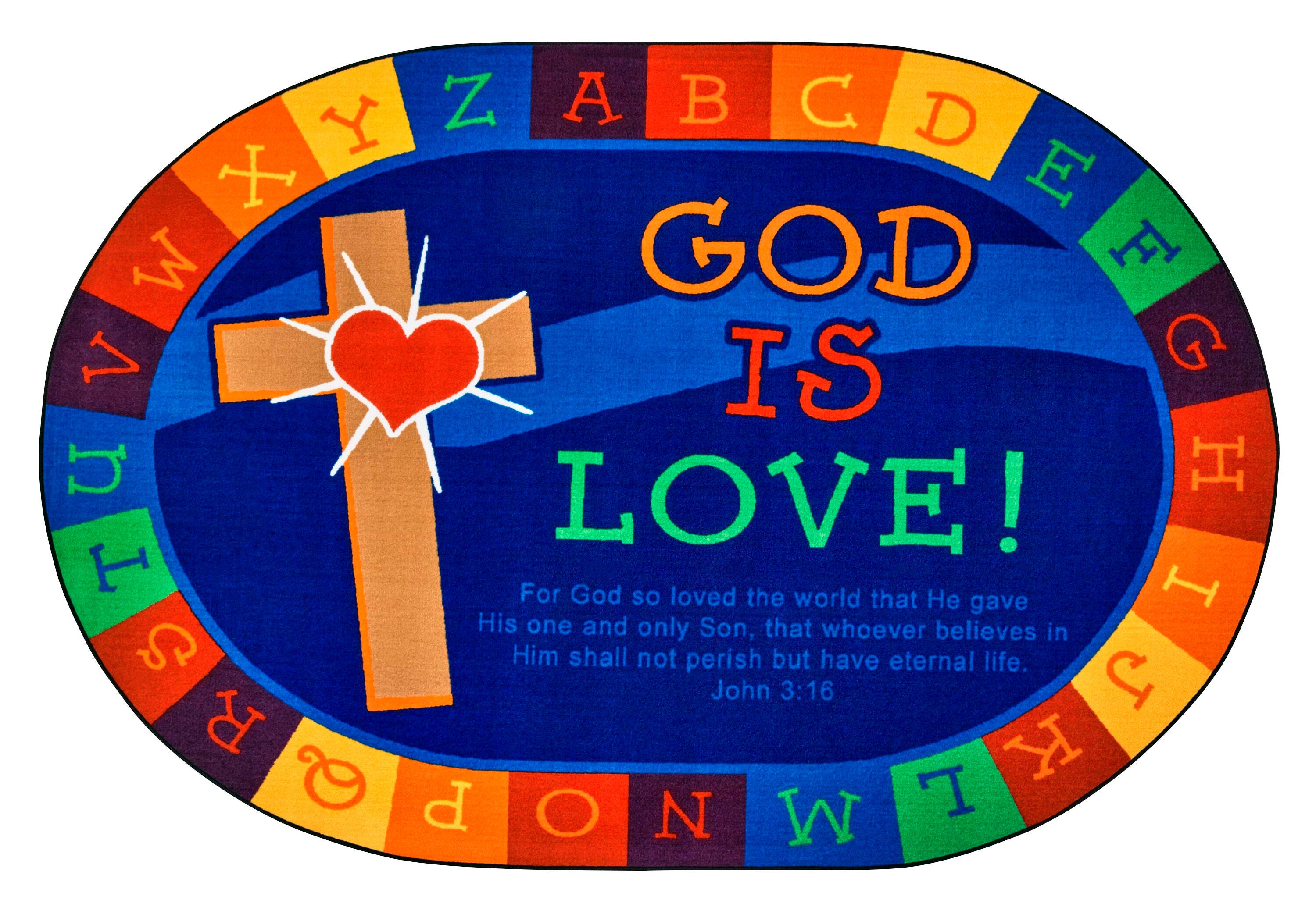 Carpets for Kids KID$Value PLUS God Is Love Learning Carpet, Oval 4002209