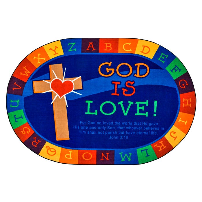 Carpets for Kids KID$Value PLUS God Is Love Learning Carpet, Oval