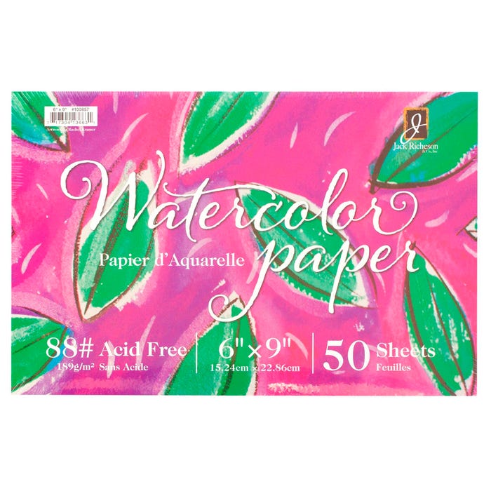 Jack Richeson Watercolor Paper, 6 x 9 Inches, 88 lb, White, 50 Sheets