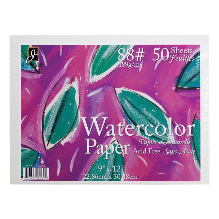 Jack Richeson Watercolor Paper, 9 x 12 Inches, 88 lb, White, 50 Sheets