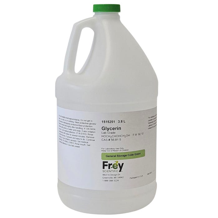 Frey Scientific Glycerin, Lab Grade, 3.8 Liter