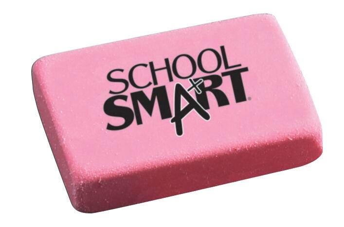 School Smart Block Erasers, Large, Pink, Pack of 40 000783
