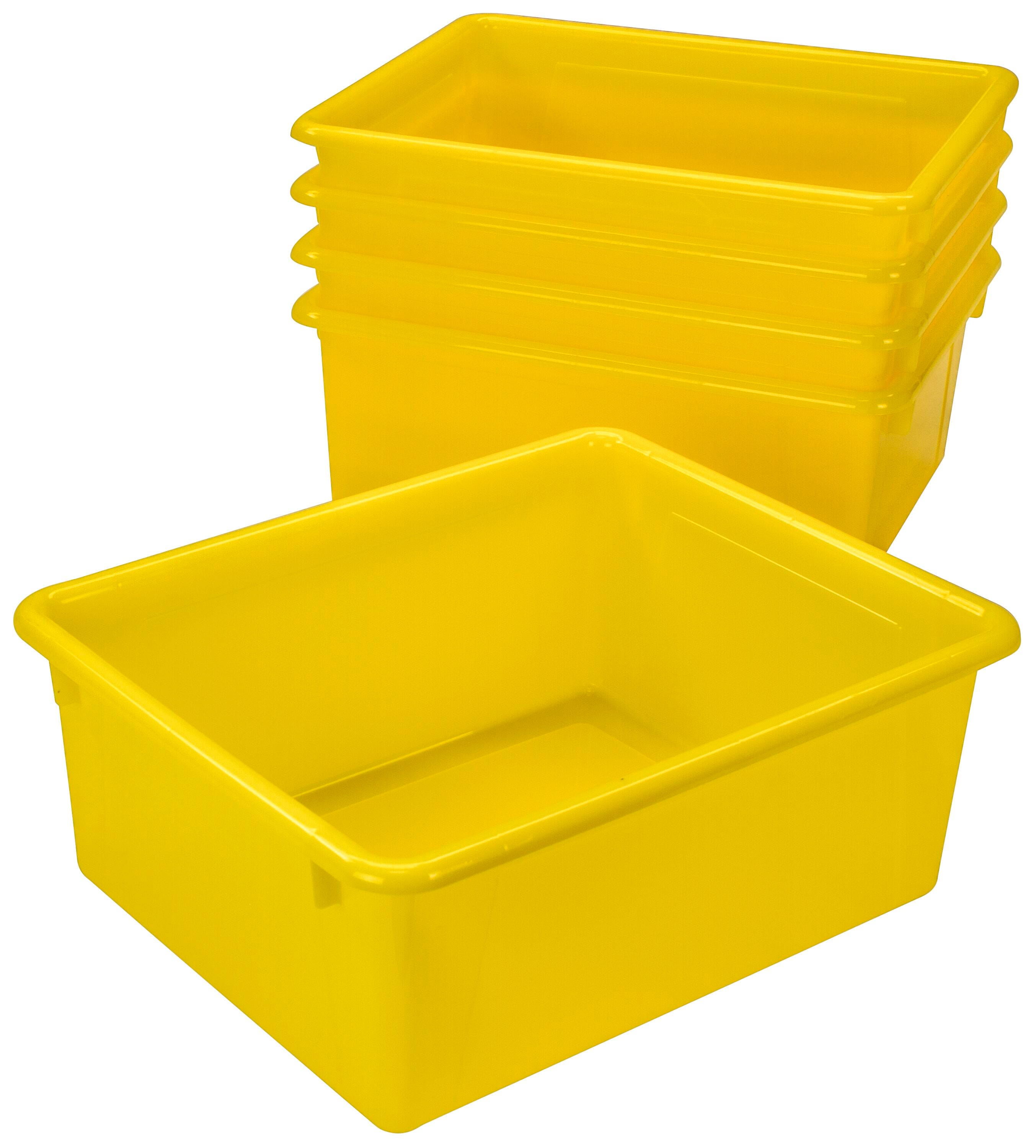 School Smart Deep Storage Bins, 10-3/4 x 13-3/8 x 5-1/4 Inches, Yellow, Pack of 5 2012825