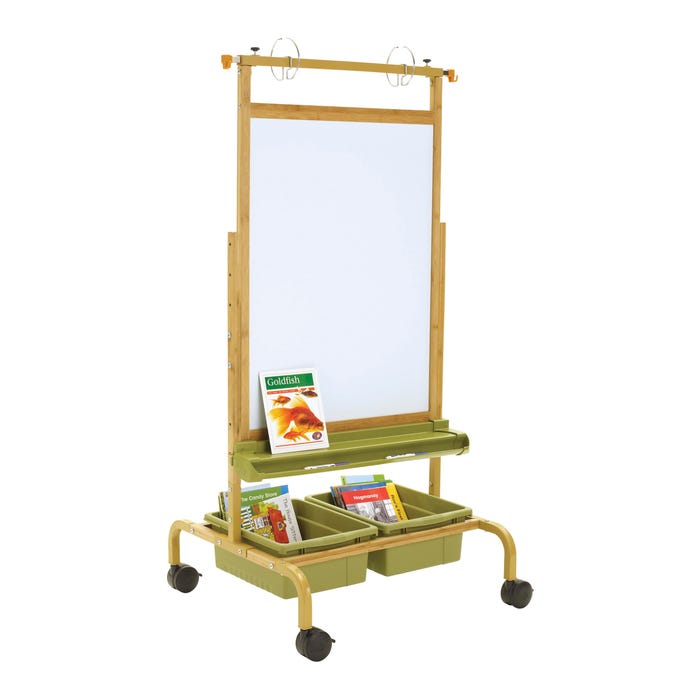 Copernicus Bamboo Deluxe Chart Stand with Sage Tubs, 28 x 27 x 54 to 72 Inches