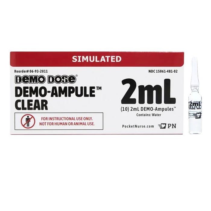 Demo Dose Clear Ampule, 2 mL, Pack of 10