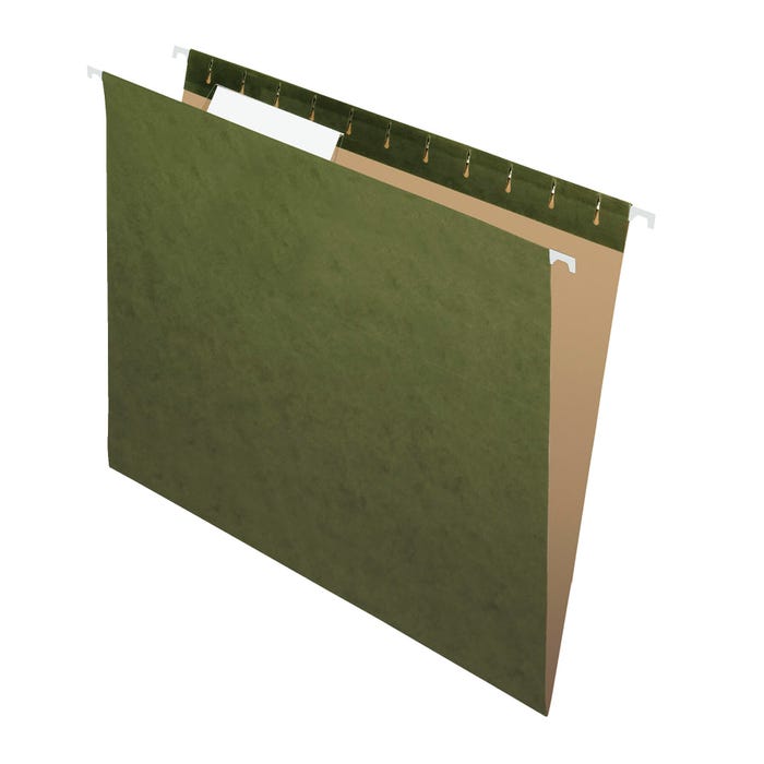 School Smart Hanging File Folders, Letter Size, 1/3 Cut Tabs, Green, Pack of 25