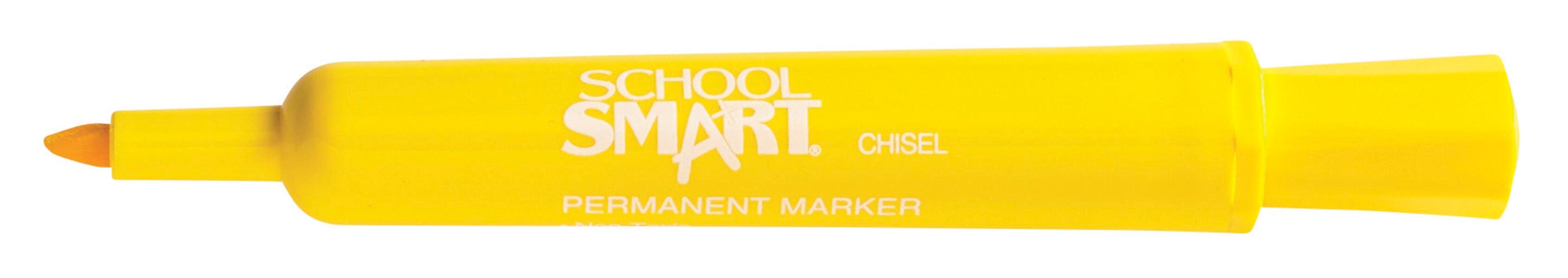 Image for School Smart Non-Toxic Permanent Markers, Broad Chisel Tip, Yellow, Pack of 12 from School Specialty