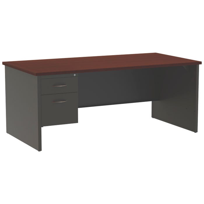 Lorell Mahogany Laminate/Charcoal Modular Desking, Left Pedestal Desk, 72 x 36 Inches, Mahogany/Charcoal