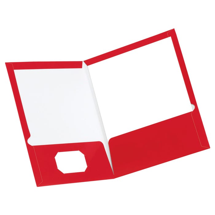 Oxford Laminated 2-Pocket Folder, Red, Pack of 25