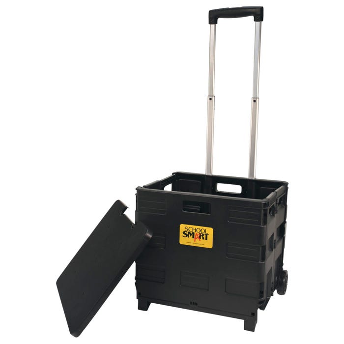 School Smart Folding Storage Cart on Wheels, Medium, 13-7/8 x 11 x 12 Inches, Black
