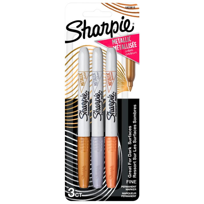 Sharpie Metallic Permanent Markers, Fine Point, Assorted Colors, Set of 3